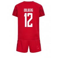 Otroški Nogometni dresi Danska Kasper Dolberg #12 Domači SP 2022 Kratek Rokav (+ Kratke hlače)